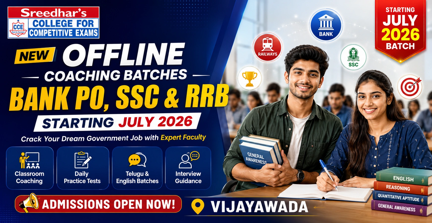 New Offline Coaching Batches for Bank PO, SSC & RRB in Vijayawada Starting July 2026