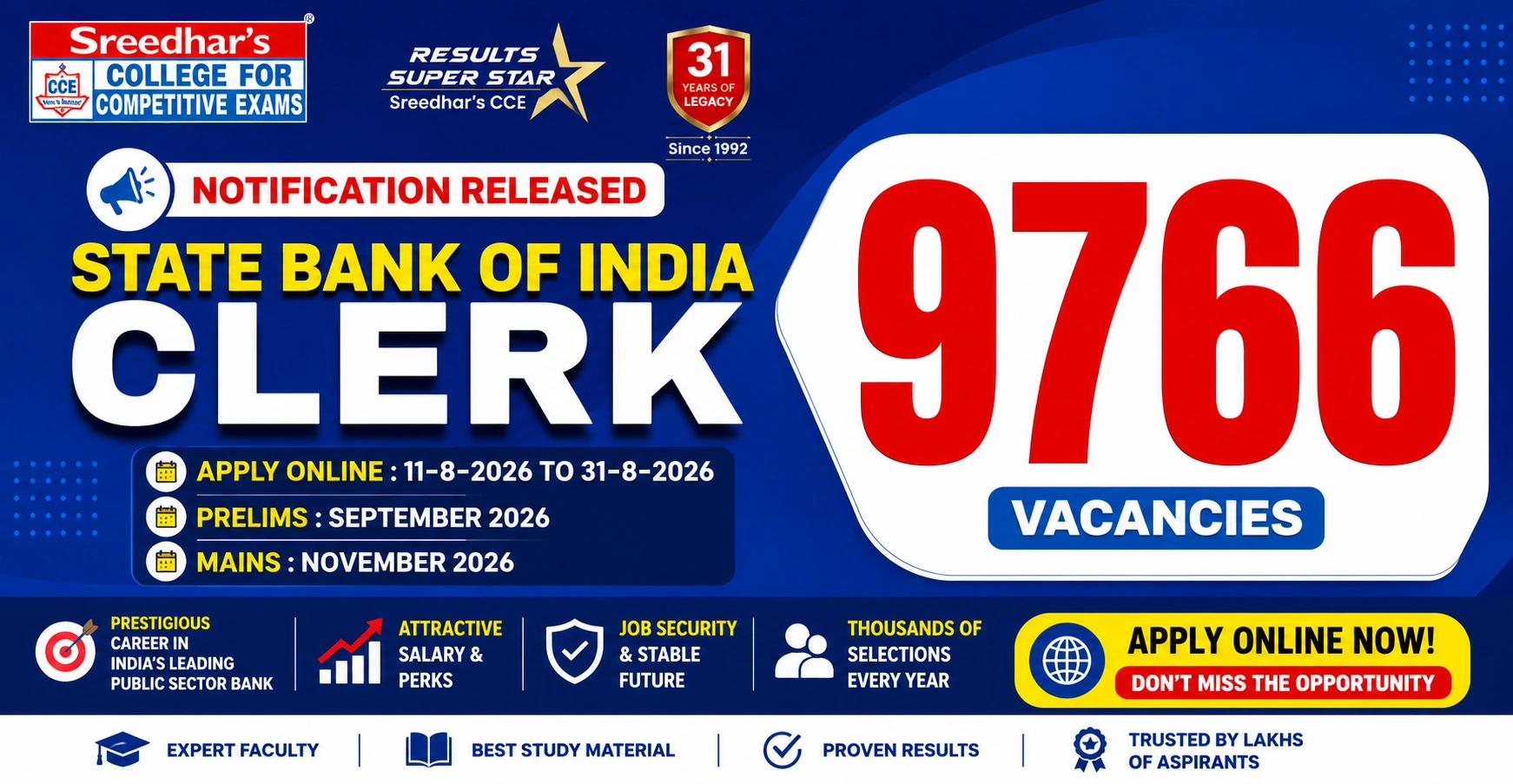 SBI Clerk Notification 2026: Exam Date, Vacancy, Eligibility & Complete Guide