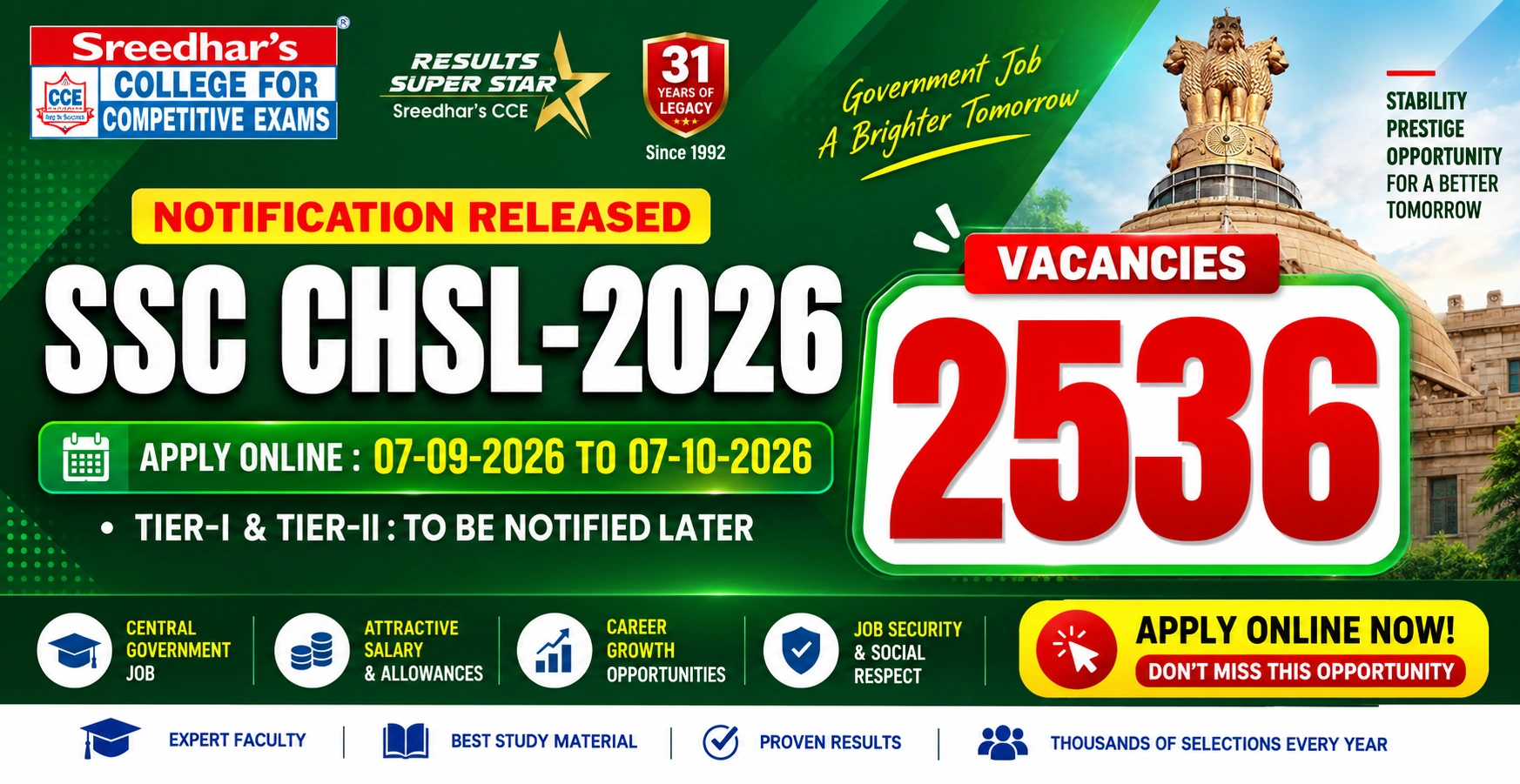 SSC CHSL 2026 Notification Out: 2,536 Vacancies, Apply Online