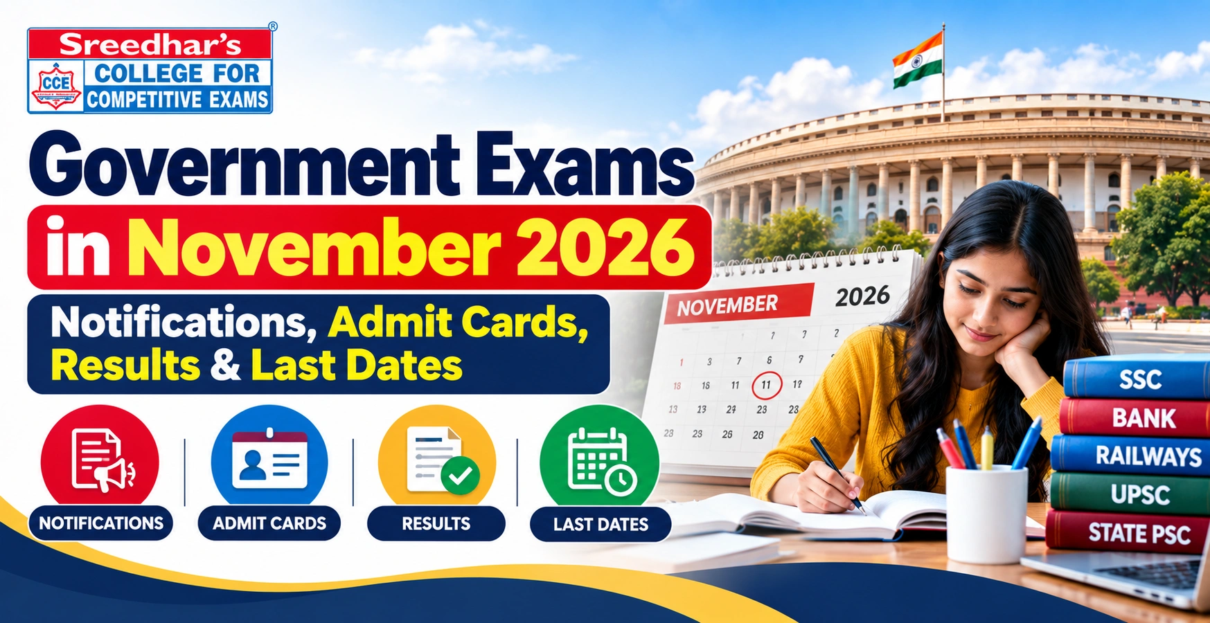 Government Exams in November 2026: Notifications, Admit Cards, Results & Last Dates